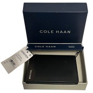 COLE HAAN Men's Slim Billfold Leather Wallet Black New In Box With Tags